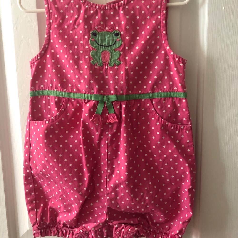 Pink frog romper